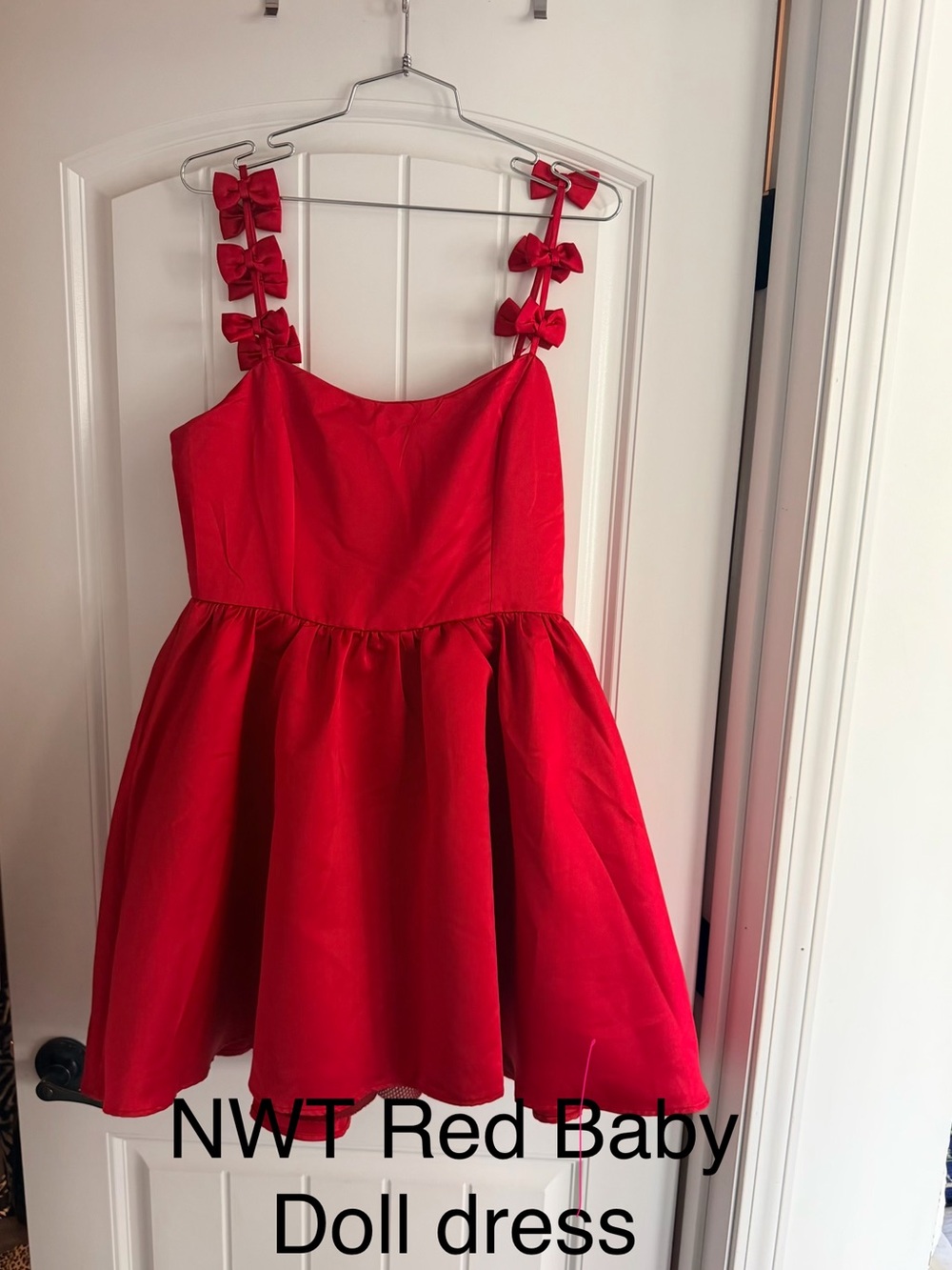 Fashion Nova Red Baby Doll Dress with Bow Straps